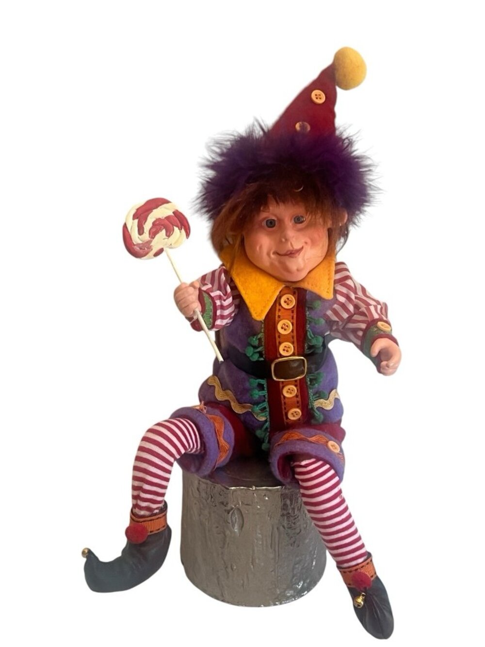 vintage Jester Clown Elf Doll Katherine's Sitting Shelf Sitter 15" Kleski - Picture 4 of 12